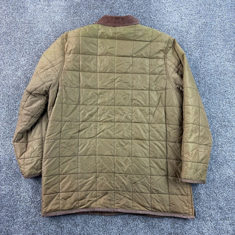 Polo Ralph Lauren Quilted Barn Jacket Womens L Green Corduroy Leather Equestrian - Picture 5 of 8